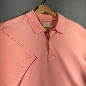 Aurelien Smart Luxury Mens Short Sleeve Cotton Pique Polo Shirt Peach Coral L